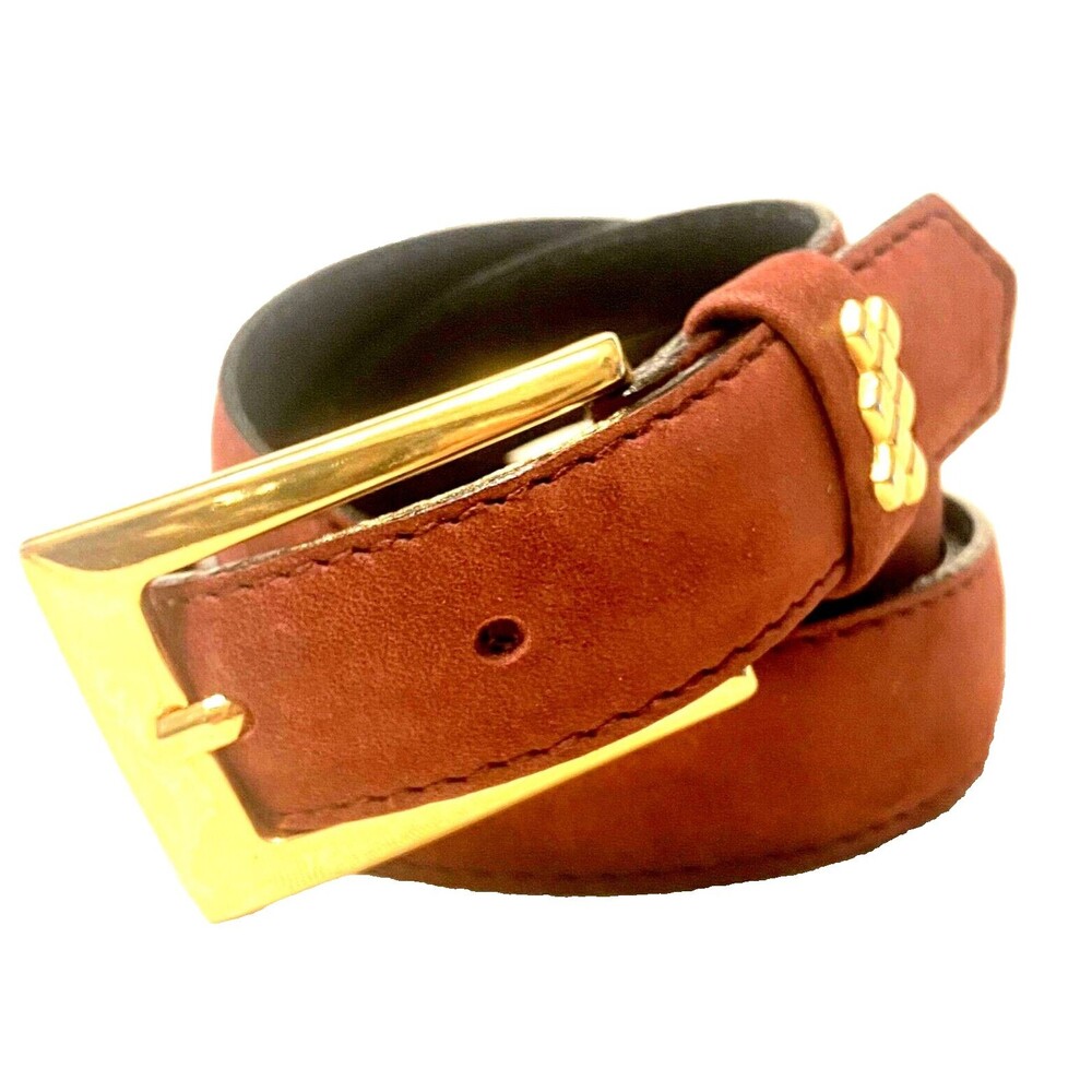 Peter Hahn Vintage Skinny Belt Nubuck Leather Suede 95cm 1 x 41 Italy Brown